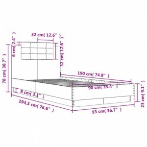 Fekete szerelt fa ágykeret fejtámlával 90 x 190 cm