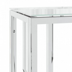 Üveg és rozsdamentes acél tálalóasztal 70x30x70 cm