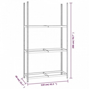 2 db ezüstszínű 3-rétegű acél gumiabroncstartó 110x40x200 cm