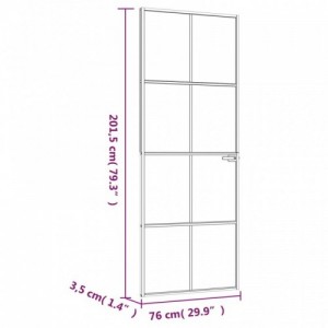 Fehér edzett üveg és alumínium vékony beltéri ajtó 76x201,5 cm