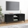 Fekete tömör fenyőfa TV-szekrény 110x35x48 cm