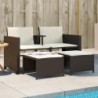 2 személyes barna polyrattan kerti kanapé asztallal|székkel