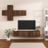 7 részes barna tölgy színű szerelt fa TV-szekrényszett