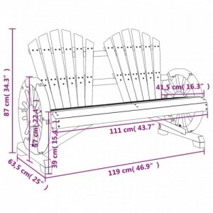 2 személyes tömör fenyőfa kerti Adirondack szék