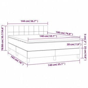 Sötétkék bársony rugós és LED-es ágy matraccal 140x190 cm