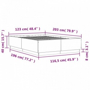 Fekete szerelt fa ágykeret LED-világítással 120 x 200 cm