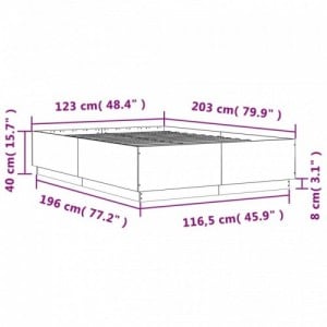 Sonoma tölgy színű szerelt fa ágykeret LED-del 120 x 200 cm