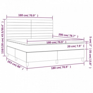 Sötétszürke szövet rugós és LED-es ágy matraccal 180 x 200 cm