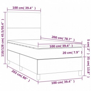 Krémszínű szövet rugós és LED-es ágy matraccal 100x200 cm