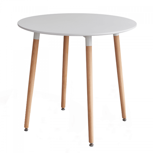 Étkezőasztal, fehér|bükk, átmérő 80 cm, ELCAN NEW