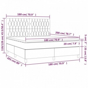 Sötétkék bársony rugós és LED-es ágy matraccal 180x200 cm