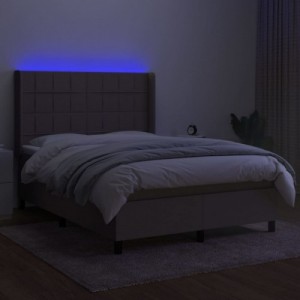 Tópszínű szövet rugós és LED-es ágy matraccal 140x190cm