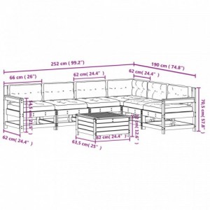 7 részes fehér tömör fenyőfa kerti ülőgarnitúra párnákkal