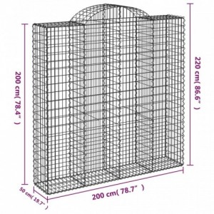 10 db íves horganyzott vas gabion kosár 200x50x200|220 cm