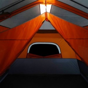 9 személyes szürke-narancs LED-es felugró családi sátor