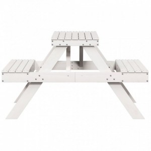 Fehér tömör fenyőfa piknik asztal 105 x 134 x 75 cm