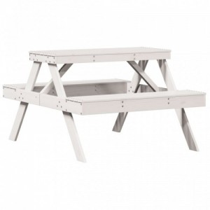 Fehér tömör fenyőfa piknik asztal 105 x 134 x 75 cm