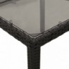 Fekete polyrattan üveglapos kerti asztal 150 x 90 x 75 cm