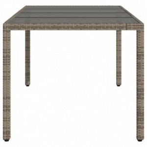 Szürke polyrattan üveglapos kerti asztal 190 x 90 x 75 cm