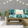 Impregnált fenyőfa kerti karfás kanapé párnával