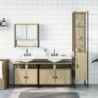 4 részes sonoma tölgyszínű szerelt fa fürdőszobai bútorszett