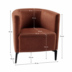 Design fotel, terrakotta|fekete, KAPY