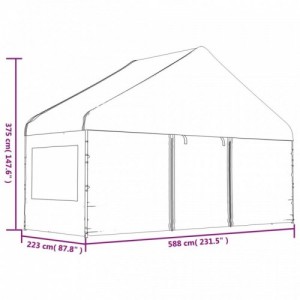 Fehér polietilén pavilon tetővel 17,84 x 5,88 x 3,75 m