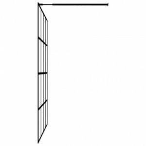 Fekete ESG üveg és alumínium zuhanyfal polccal 118 x 190 cm