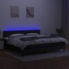 Fekete szövet rugós és LED-es ágy matraccal 200x200 cm