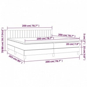 Fekete szövet rugós és LED-es ágy matraccal 200x200 cm