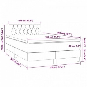 Tópszínű szövet rugós és LED-es ágy matraccal 120 x 200 cm