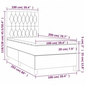 Krémszínű szövet rugós és LED-es ágy matraccal 100x200 cm