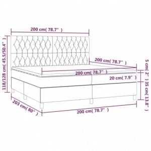 Krémszínű szövet rugós és LED-es ágy matraccal 200 x 200 cm