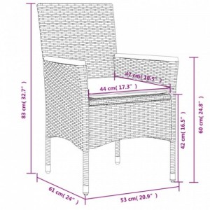 2 db fekete polyrattan kerti szék párnával