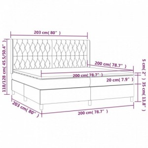 Krémszínű szövet rugós és LED-es ágy matraccal 200 x 200 cm