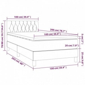 Sötétszürke szövet rugós és LED-es ágy matraccal 100x200 cm