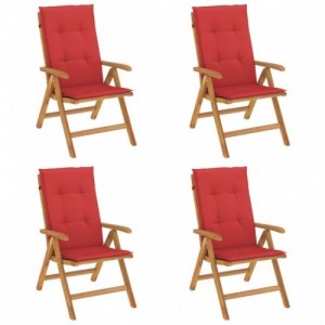 4 db tömör tíkfa dönthető kerti szék párnával