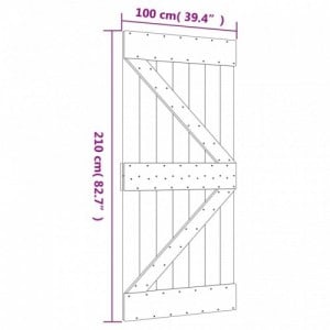 Tömör fenyőfa tolóajtó fémszerelék szettel 100 x 210 cm