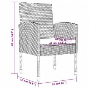 7 részes szürke-fekete polyrattan és acél kerti étkezőgarnitúra