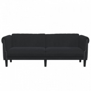 Fekete 3 személyes bársony kanapé