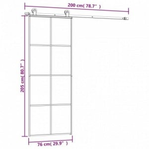 ESG üveg és alumínium tolóajtó fémszerelvény-szettel 76x205 cm