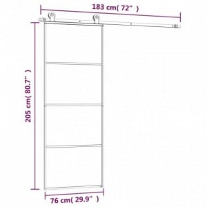 ESG üveg és alumínium tolóajtó fémszerelvény-szettel 76x205 cm