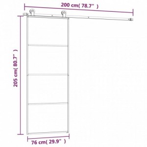 ESG üveg és alumínium tolóajtó fémszerelvény-szettel 76x205 cm