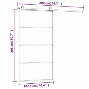 ESG üveg-alumínium tolóajtó fémszerelvény-szettel 102,5x205 cm