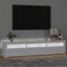 Magasfényű fehér TV-szekrény LED lámpákkal 180x35x40 cm