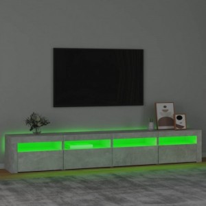 Betonszürke TV-szekrény LED-lámpákkal 240x35x40 cm