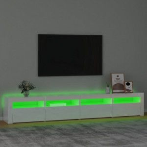 Magasfényű fehér TV-szekrény LED lámpákkal 240 x 35 x 40 cm