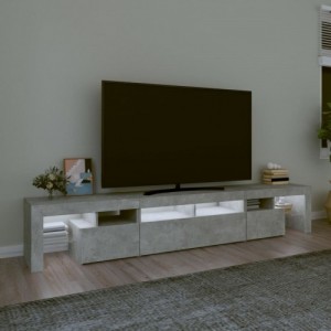 Betonszürke TV-szekrény LED lámpákkal 230x36,5x40 cm