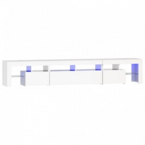 Magasfényű fehér TV-szekrény LED lámpákkal 230x36,5x40 cm