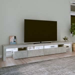 Betonszürke TV-szekrény LED lámpákkal 260x36,5x40 cm